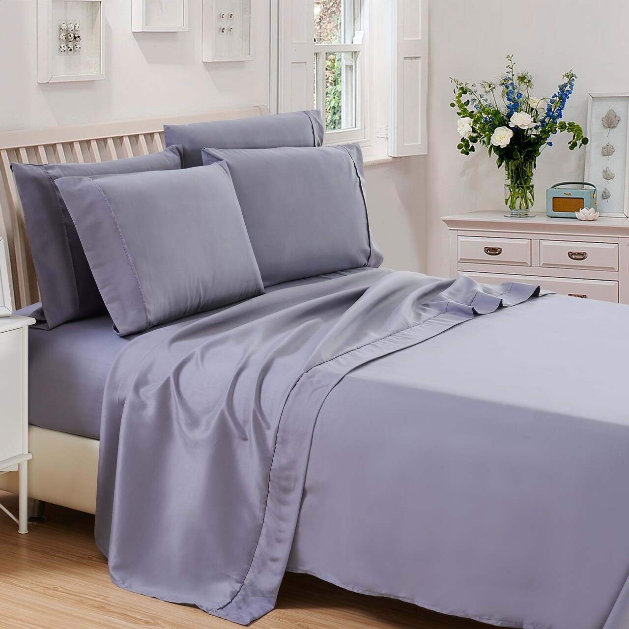 Lux Decor Collection 6-Piece Bed Sheet Set Premium Brushed Microfiber Anti-Wrinkle Deep Pockets Bedding Sheets